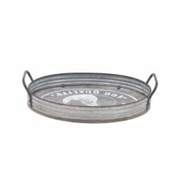 LITTON LANE Distressed Silver Galvanized Iron Decorative Trays with Handles, Set of 2 thumbnail 6