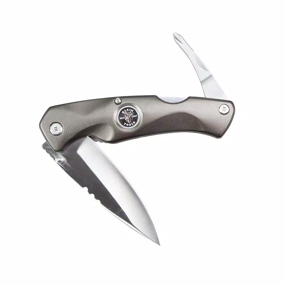 Klein Tools Electrician's Folding Pocket Knife with Phillips Driver and Wire Stripper