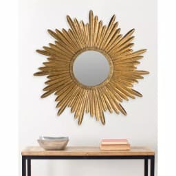 Safavieh Josephine Round Antique Gold Sunburst Decorative Accent Mirror thumbnail 2