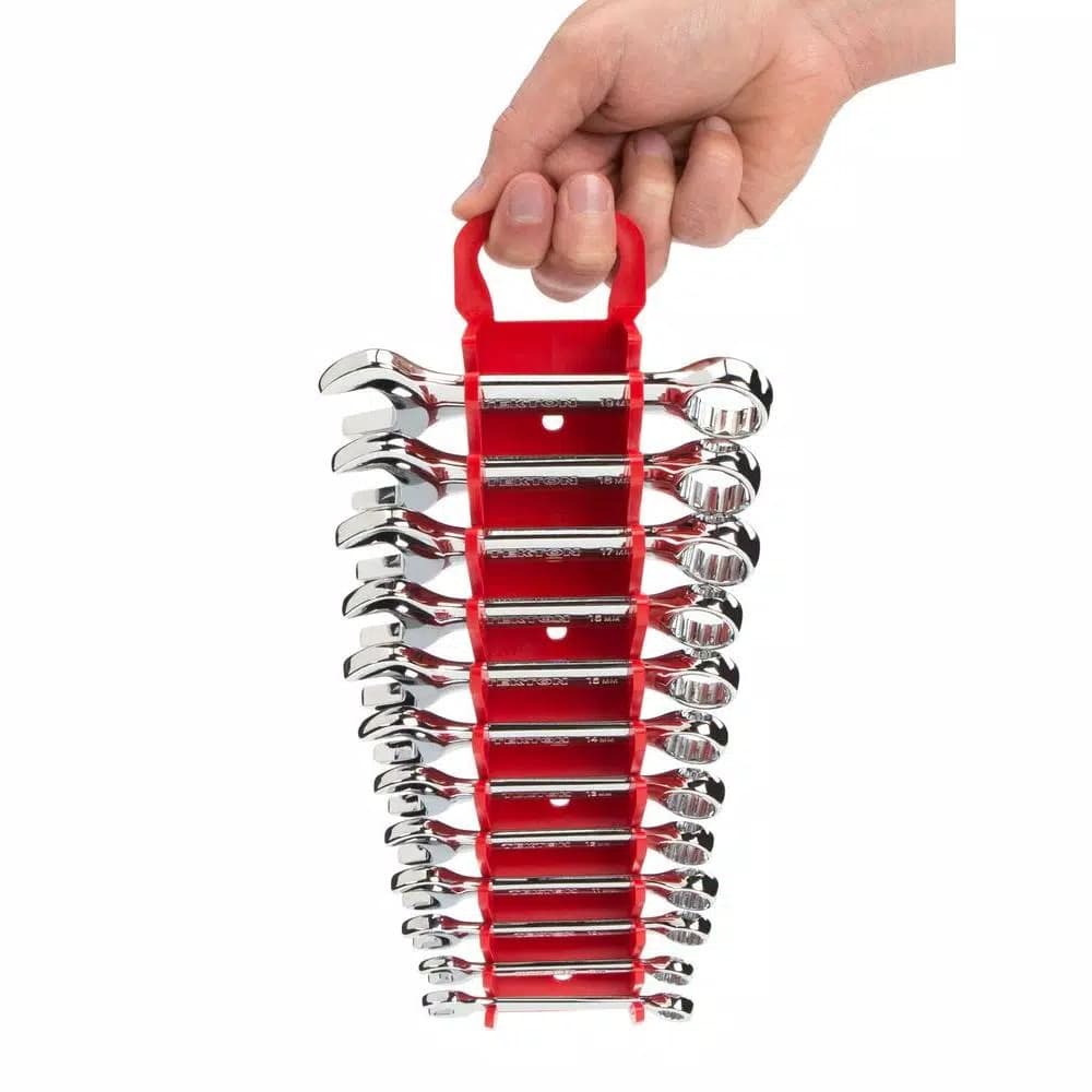 TEKTON 12-Tool Store-and-Go Stubby Wrench Rack Keeper, Red