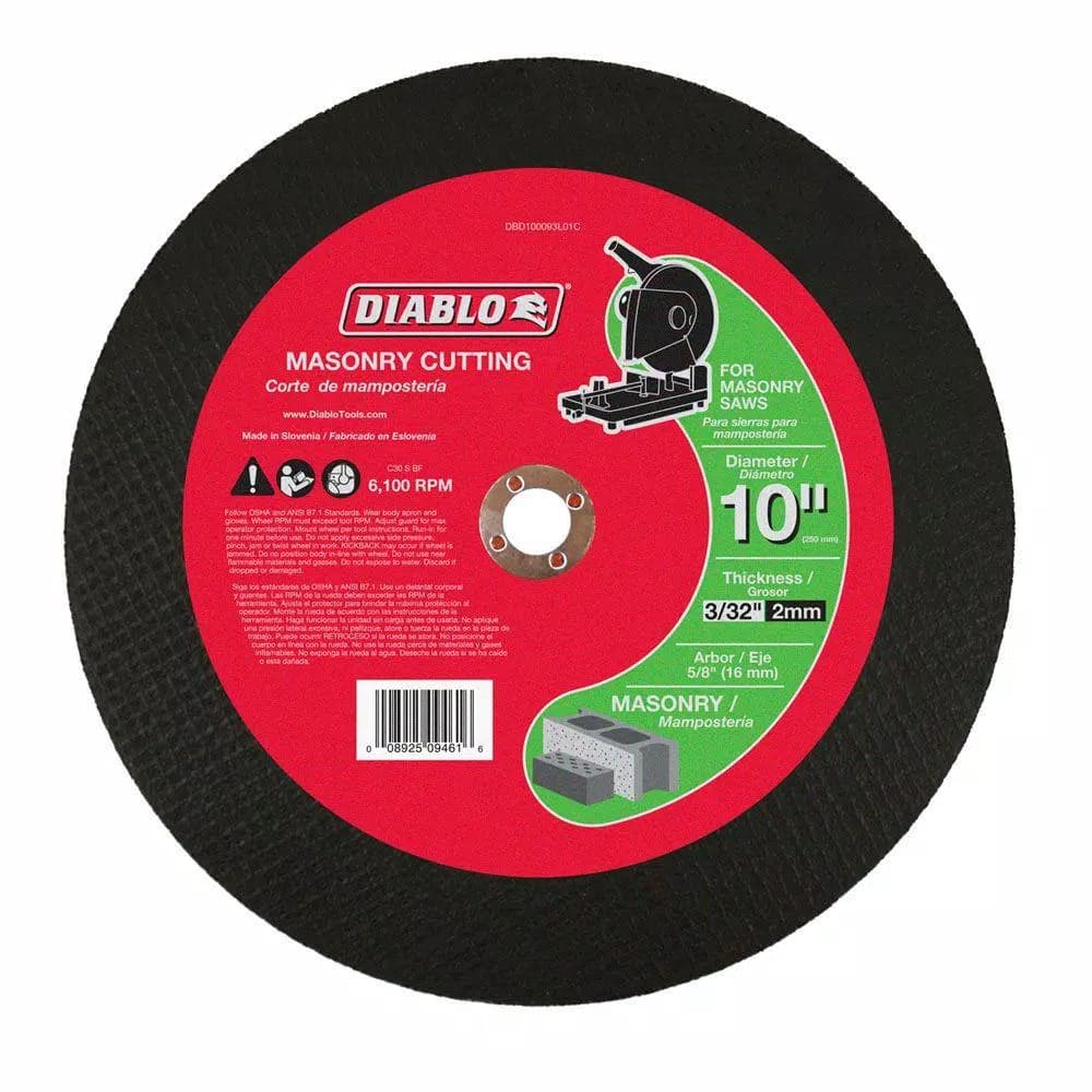 Diablo 10 in. Masonry Cut-Off Disc, 3/32 in. x 5/8 in. Arbor