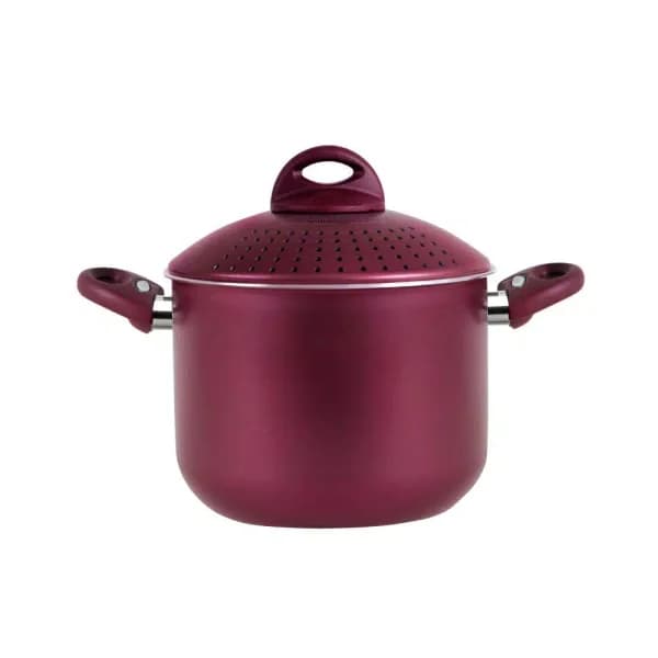 Pensofal PastaSi 7 Qt. Aluminum Ceramic Nonstick Pasta Pot with Locking Strainer Lid, Princess Passion Pink