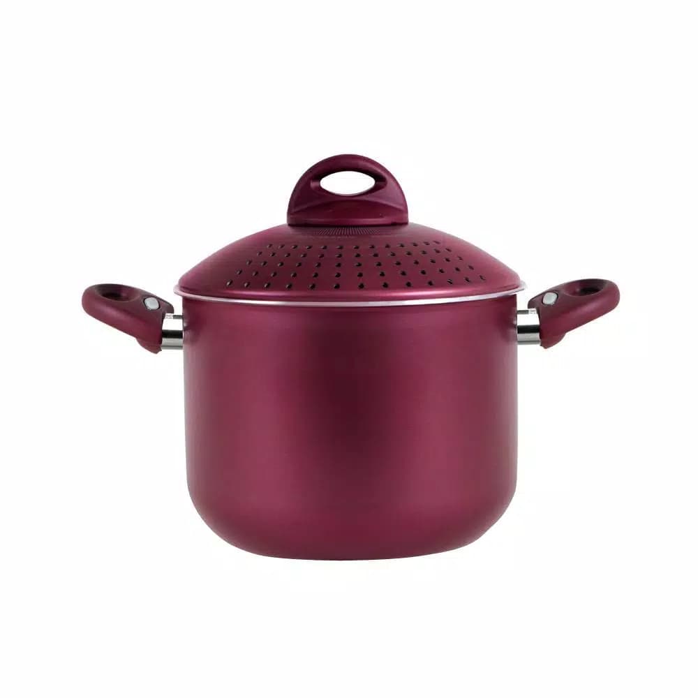 Pensofal PastaSi 7 Qt. Aluminum Ceramic Nonstick Pasta Pot with Locking Strainer Lid, Princess Passion Pink