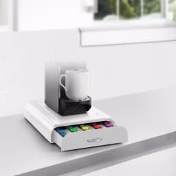 Mind Reader Anchor White Nespresso Coffee Capsule Drawer, 50-Capacity Pod Organizer & Machine Stand thumbnail 1