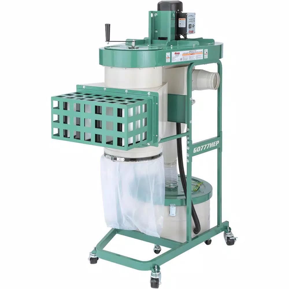 Grizzly Industrial 1-1/2 HP Ultra-Quiet Dual-Filtration HEPA Cyclone Dust Collector, 880 CFM
