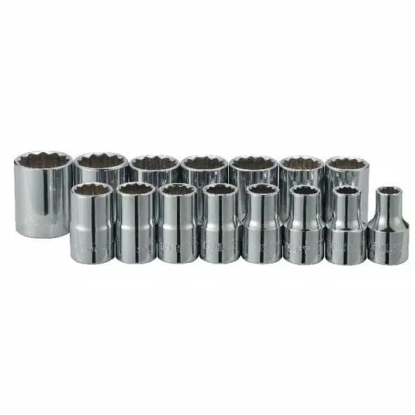 Stanley 15-Piece 1/2 in. Drive Metric Deep Socket Set, 12-Point Professional Grade