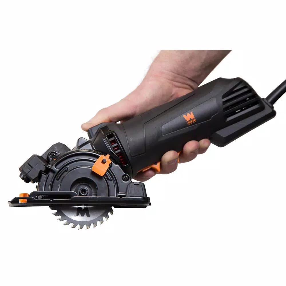WEN 4.2 Amp 3-3/8 in. Plunge Cut Compact Circular Saw with Laser Guide and Carrying Case