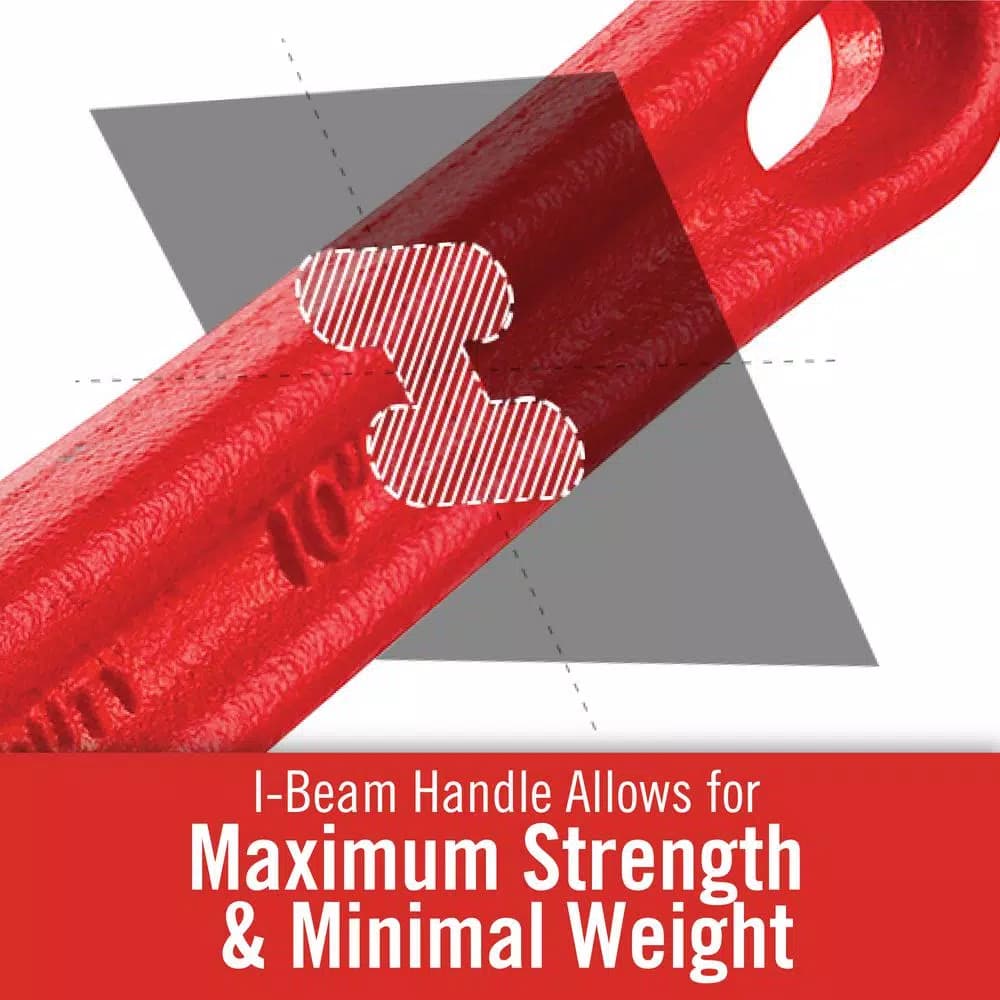 RIDGID 10 in. Heavy-Duty Straight Pipe Wrench, Ductile-Iron with I-Beam Handle