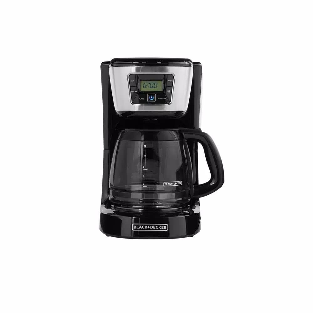 BLACK+DECKER 12-Cup Programmable Drip Coffee Maker with QuickTouch Panel and Evenstream Showerhead, Black