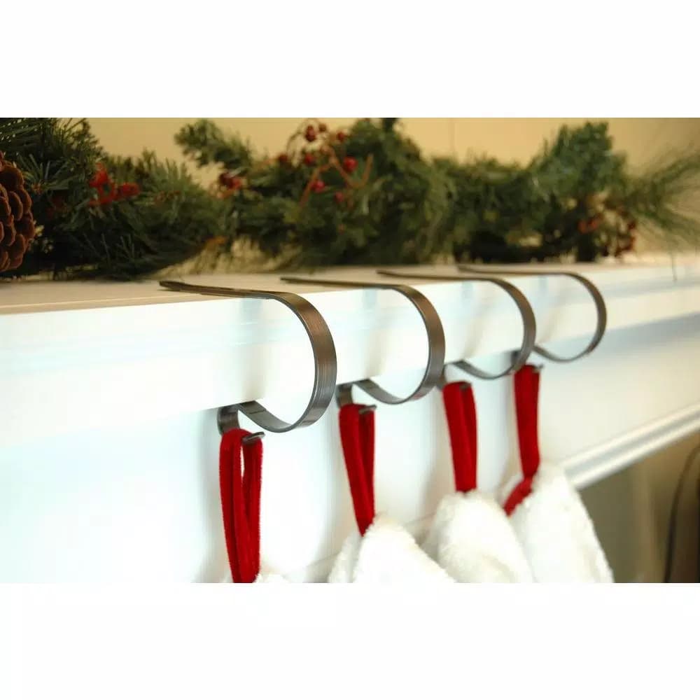 Original MantleClip Oil-Rubbed Bronze Stocking Holder (4-Pack) - Sturdy Metal Mantel Clips