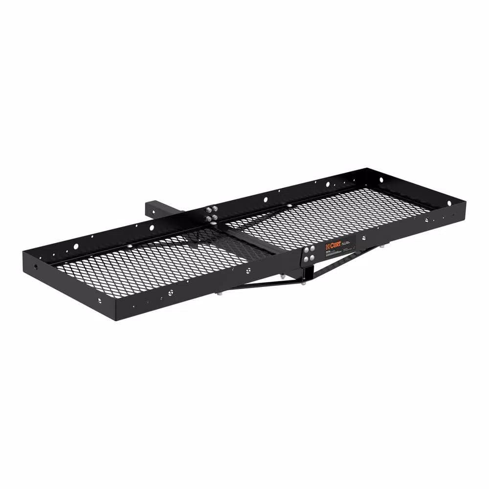 CURT 60" x 20" Black Steel Tray Cargo Carrier with 2" Folding Shank, 500 lbs. Capacity