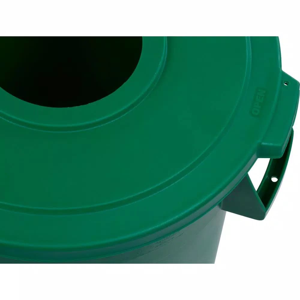 Carlisle Bronco 32 Gallon Round Green Recycling Trash Can, Lidless with Recycling Logo (4-Pack)