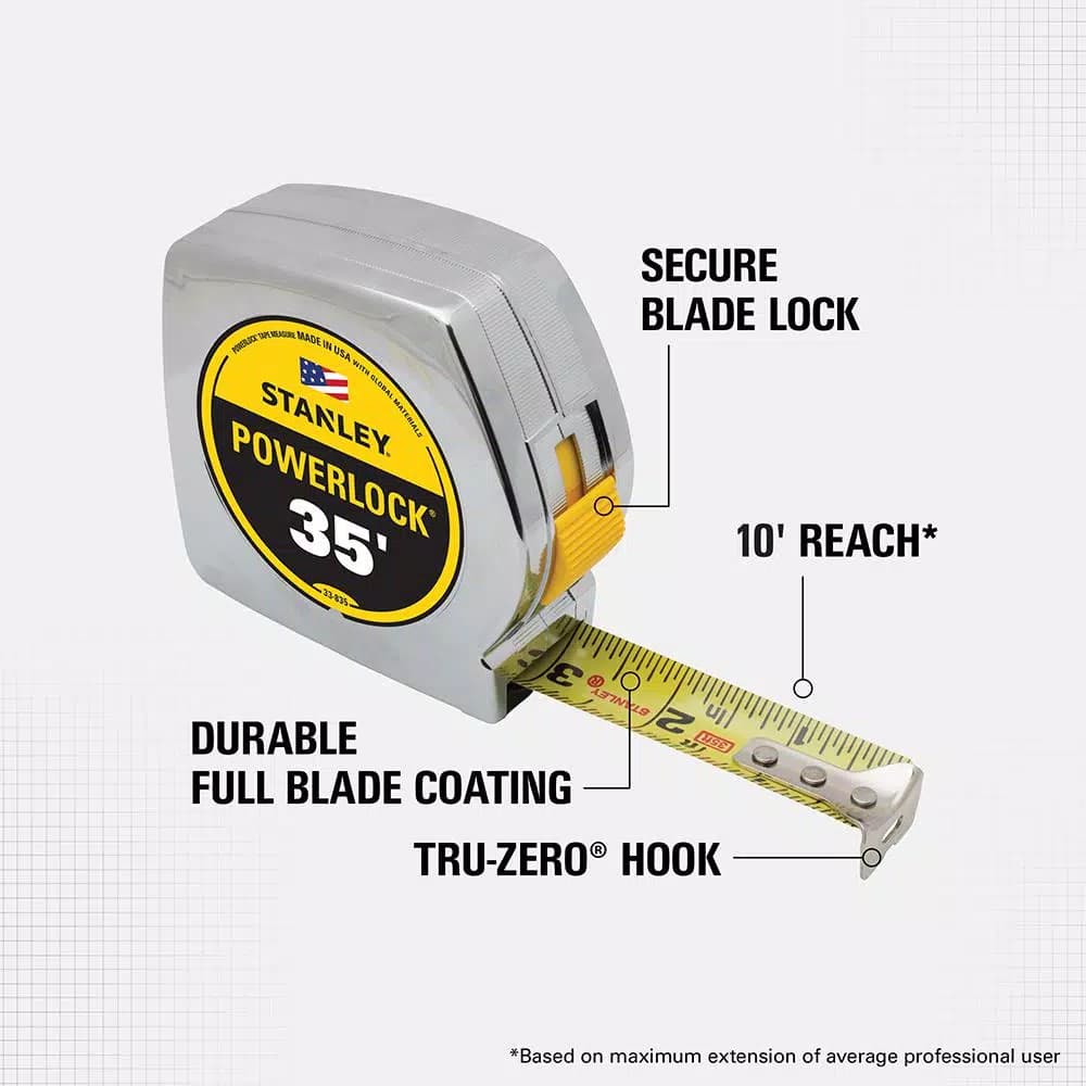 STANLEY PowerLock 35 ft. Tape Measure with Tru-Zero Hook