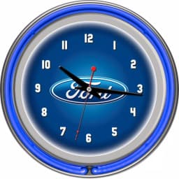 Ford Officially Licensed Double Ring Neon Wall Clock - Chrome Oval Design thumbnail 2