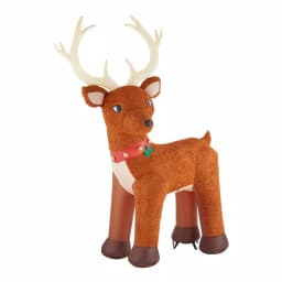Home Accents Holiday 10.5 ft. Pre-Lit LED Giant Fuzzy Standing Reindeer Inflatable Outdoor Christmas Decoration thumbnail 3