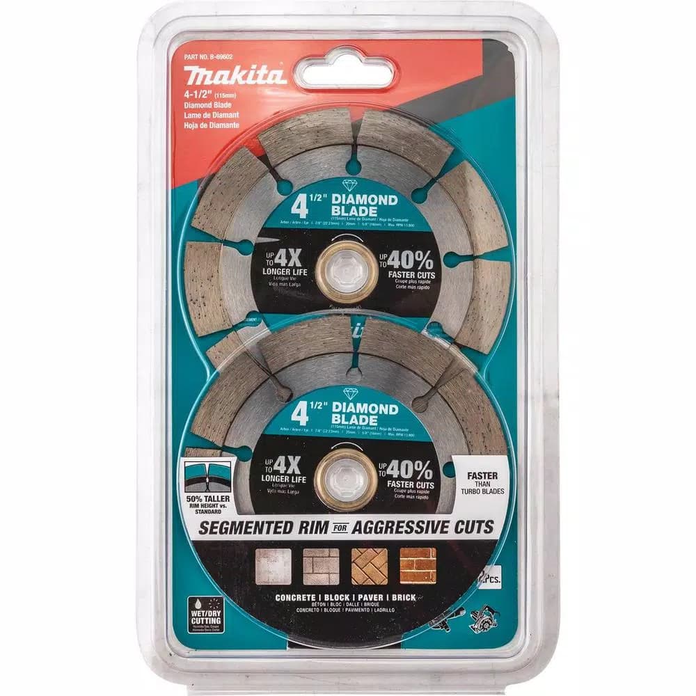 Makita 4.5 in. Segmented Rim Diamond Blade for Masonry, Brick, and Concrete (2-Pack)