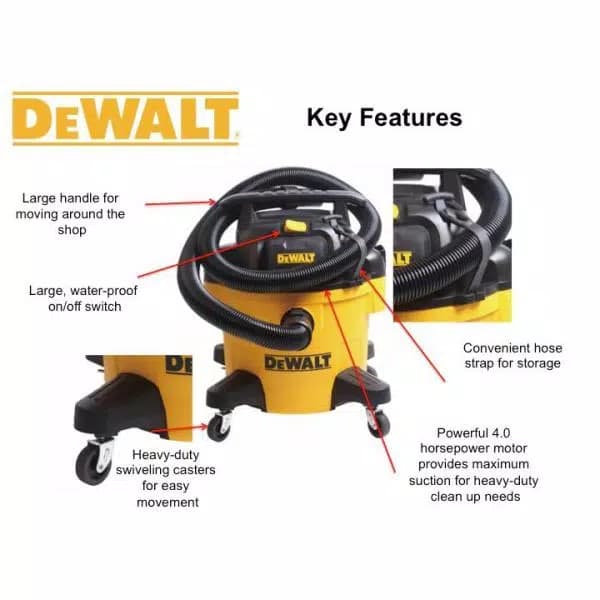 DEWALT 10 Gal. Poly Wet/Dry Vacuum with 5.5 Peak HP Dual-Stage Motor