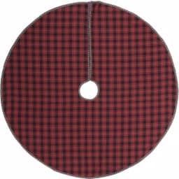 VHC Brands 48 in. Andes Charcoal Grey and Red Buffalo Check Rustic Cotton Christmas Tree Skirt thumbnail 2