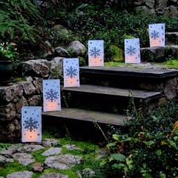 LUMABASE Snowflake Electric Luminaria Kit - Set of 10 Weather Resistant Outdoor Lanterns with Warm White Lights thumbnail 2