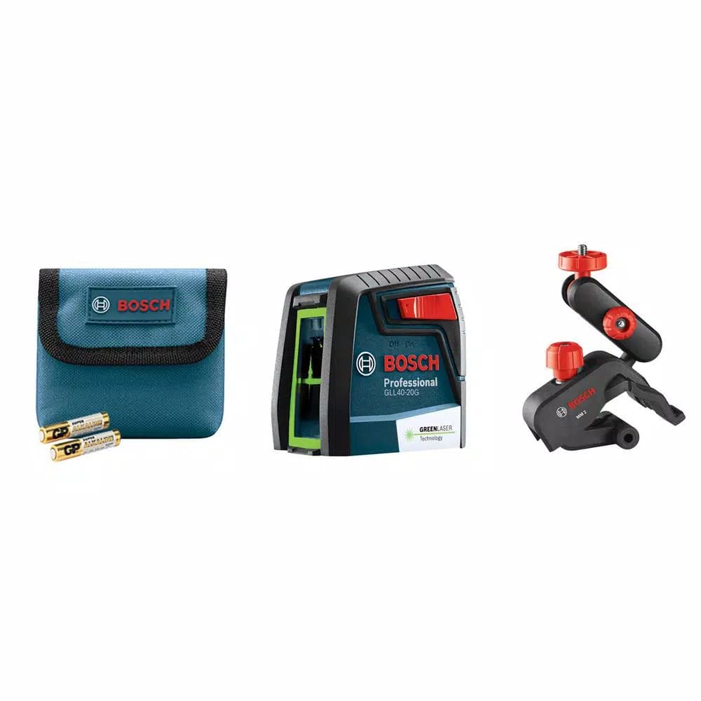Bosch GLL40-20G VisiMax Green Beam Self-Leveling Cross Line Laser, 40 ft.