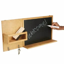Mind Reader Brown Wall Mount Chalkboard Memo Board with Storage Hooks thumbnail 2