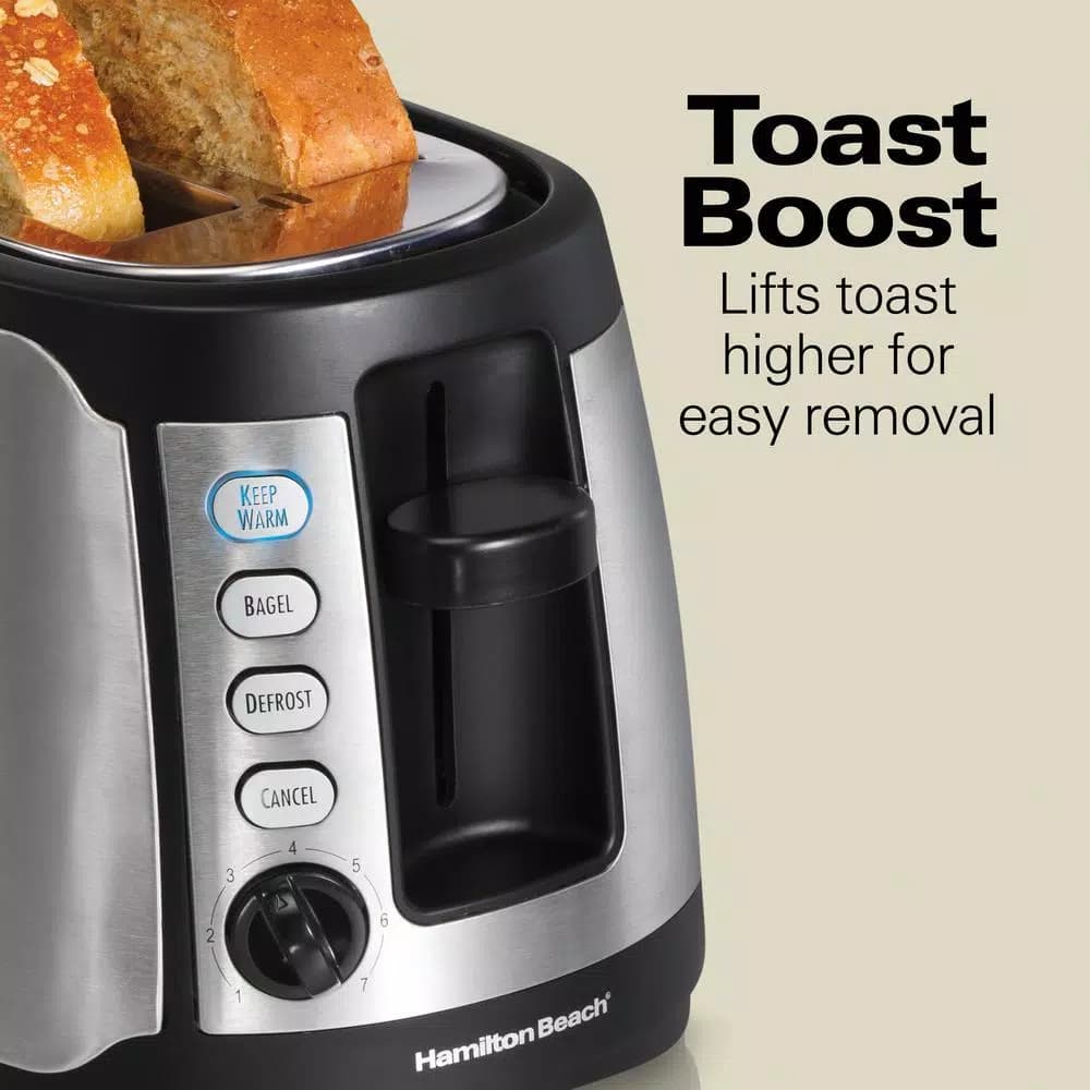 Hamilton Beach 4-Slice Long Slot Toaster with Keep Warm Setting, Black