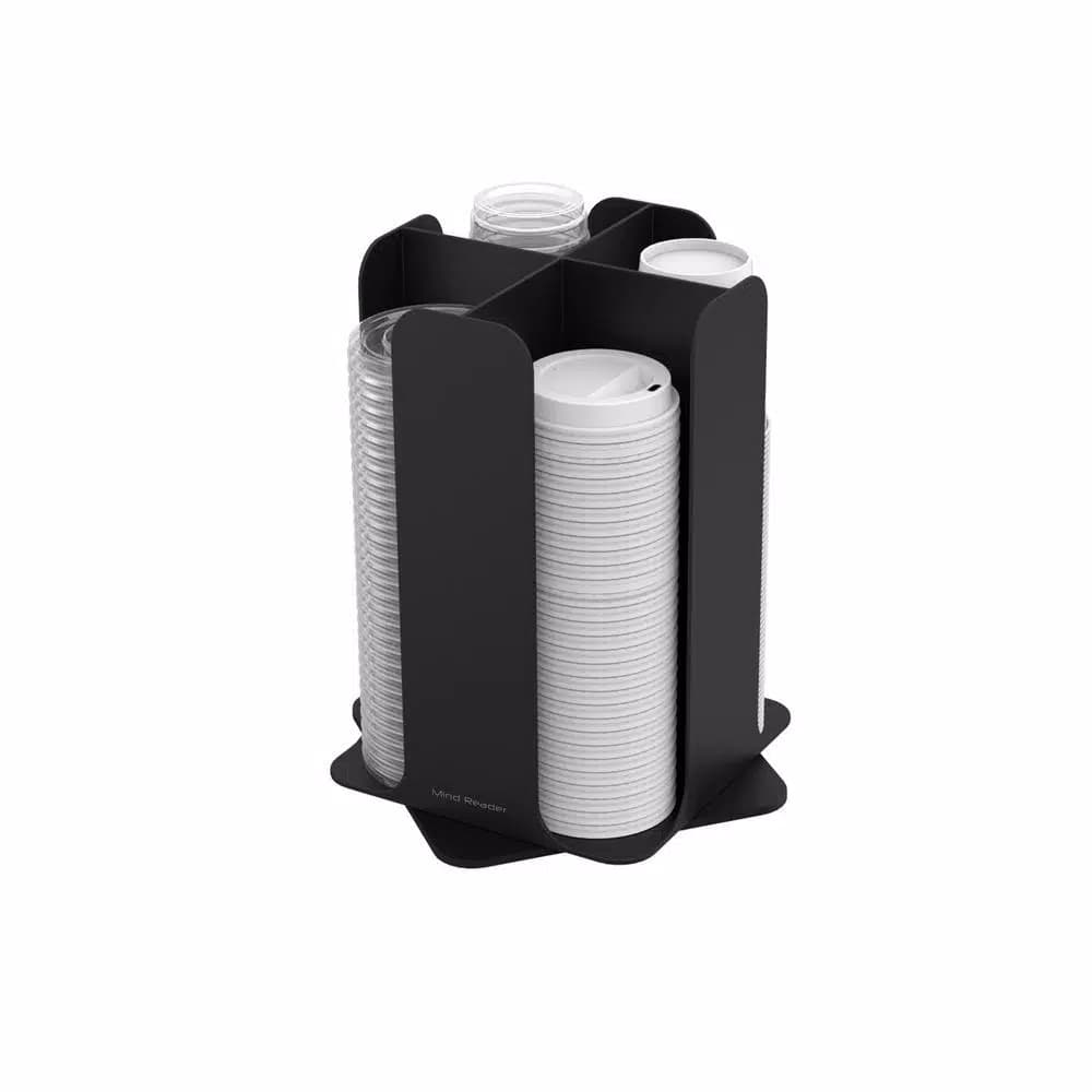 Mind Reader Black Coffee Pod and Condiment Organizer Station with Cup and Lid Storage