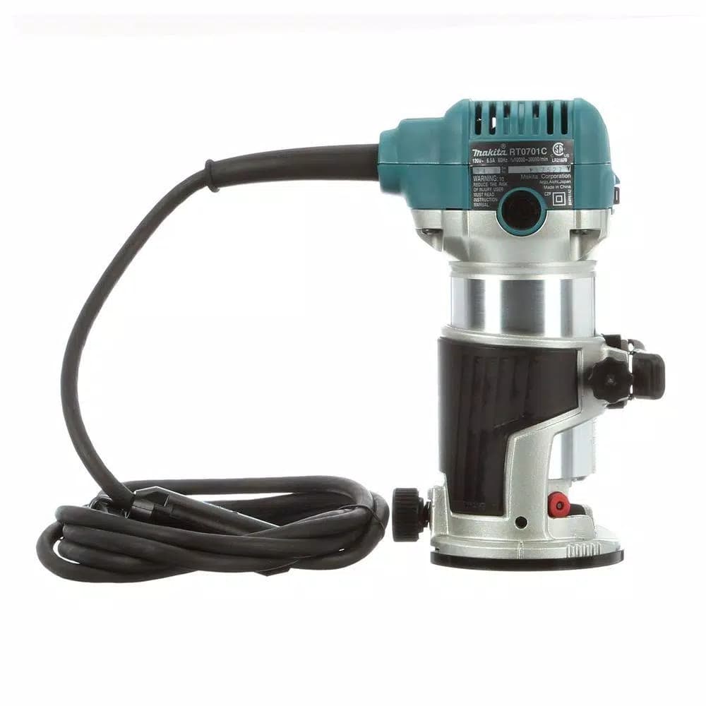 Makita 1-1/4 HP 6.5 Amp Corded Compact Router with Variable Speed and Quick-Release Fixed Base