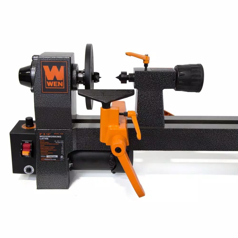 WEN 8 in. x 12 in. Variable Speed Midi Wood Lathe, 750-3200 RPM