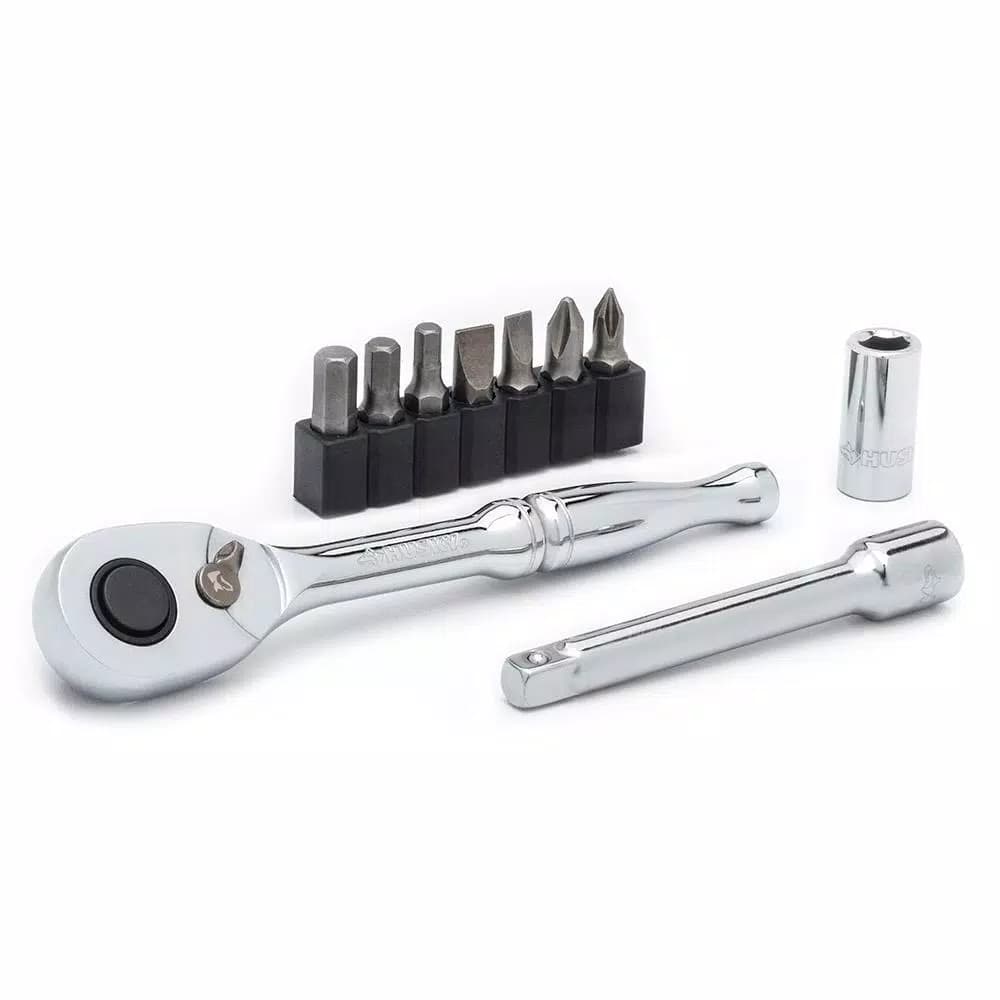 Husky 30-Piece 1/4 in. Drive SAE/Metric Ratchet and Socket Set