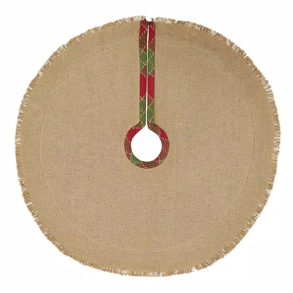VHC Brands Robert Barn Red & Forest Green Rustic Plaid Christmas Tree Skirt, 21 in.