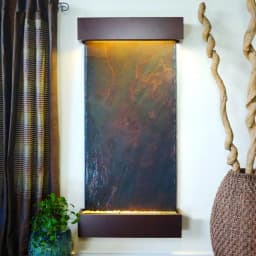 Water Wonders Grande Nojoqui Falls Lightweight Slate Wall Fountain with Copper-Vein Trim thumbnail 2