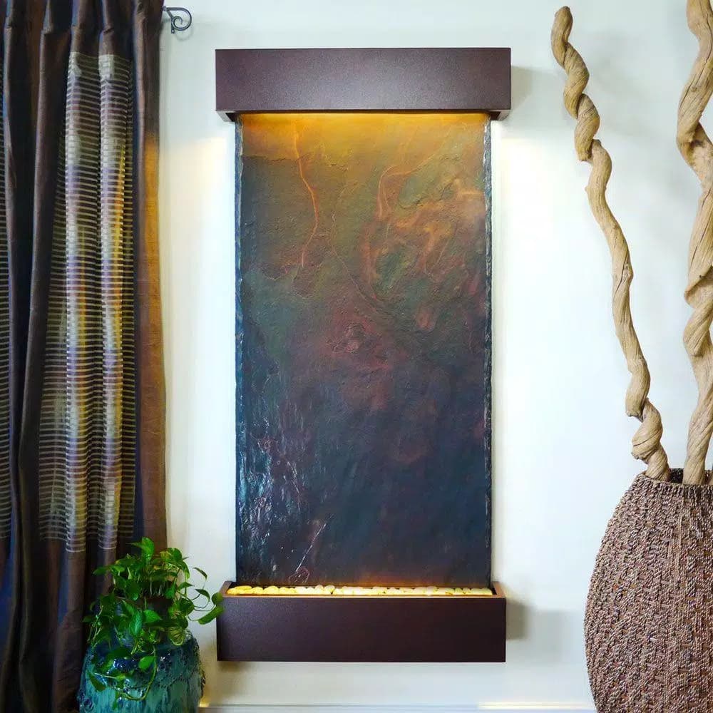 Water Wonders Grande Nojoqui Falls Lightweight Slate Wall Fountain with Copper-Vein Trim