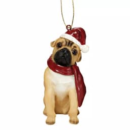 Design Toscano Pug Holiday Dog Ornament Sculpture, Hand Painted Resin thumbnail 1