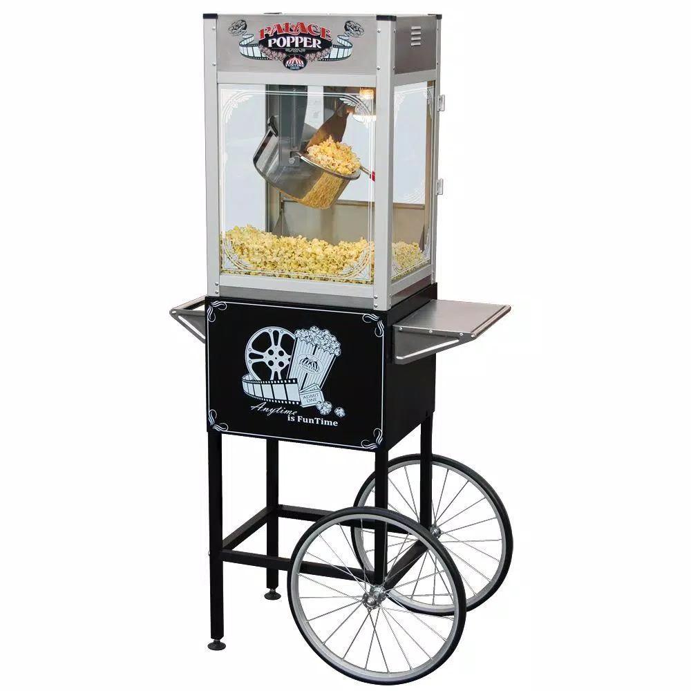 Funtime Palace 16 oz. Stainless Steel Hot Oil Popcorn Popper Machine with Cart