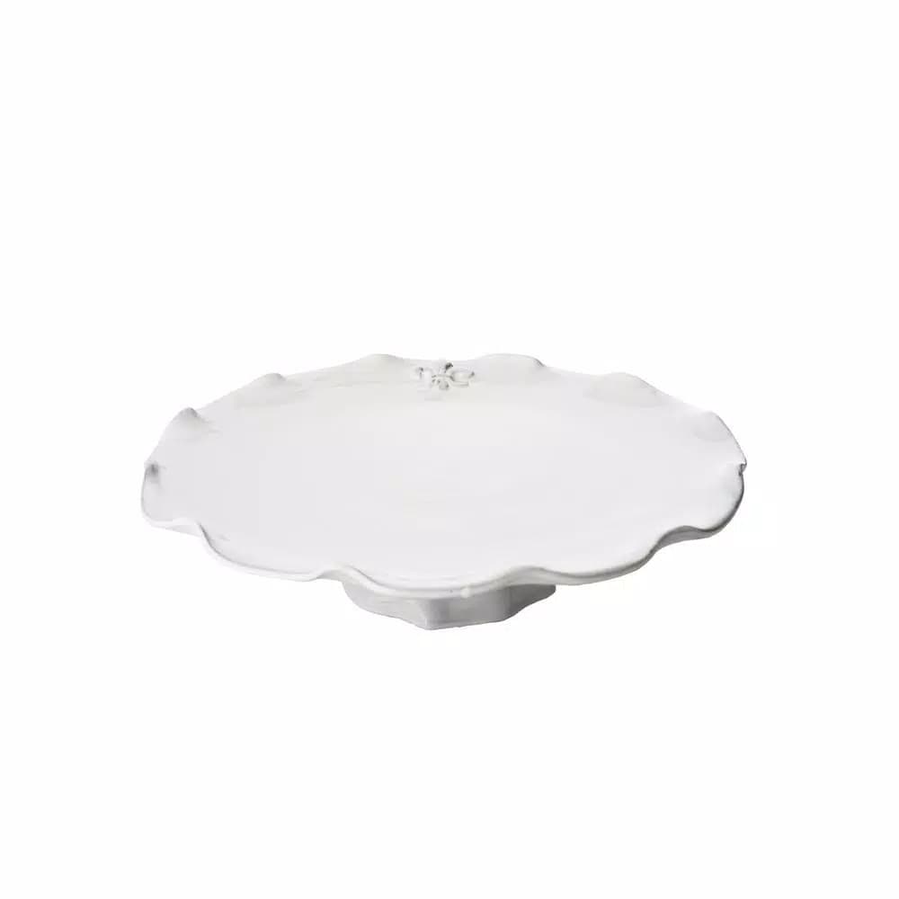 Abigails Fleur De Lis Ruffled Edge Ceramic Footed Cake Stand - Handcrafted in Italy