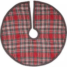 VHC Brands Anderson 21 in. Cherry Red Rustic Plaid Mini Christmas Tree Skirt thumbnail 1
