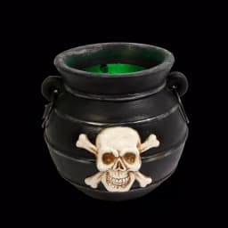 Unbranded 12.8 in. Multi-Color Changing Illuminated Smoking Witch's Cauldron with Skull and Crossbones thumbnail 3