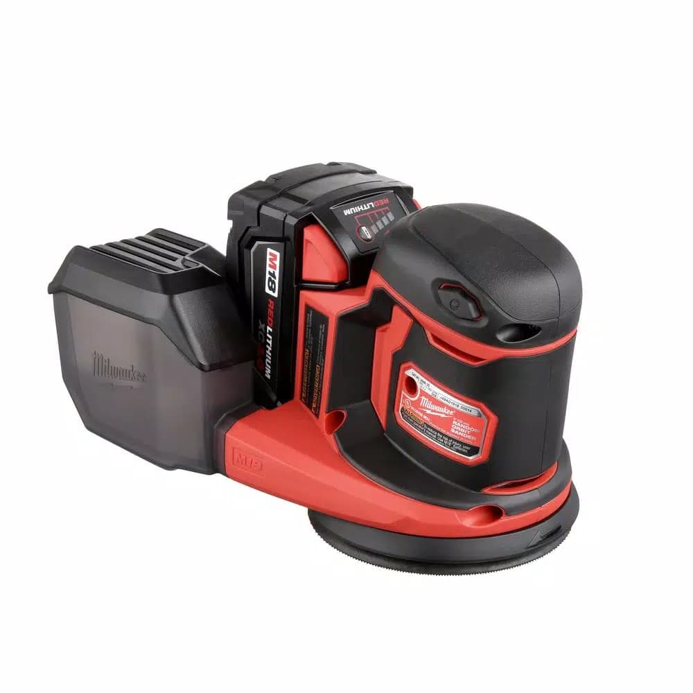 Milwaukee M18 18V Lithium-Ion 5 in. Cordless Random Orbit Sander Kit with 3.0Ah Battery, Charger and Bag