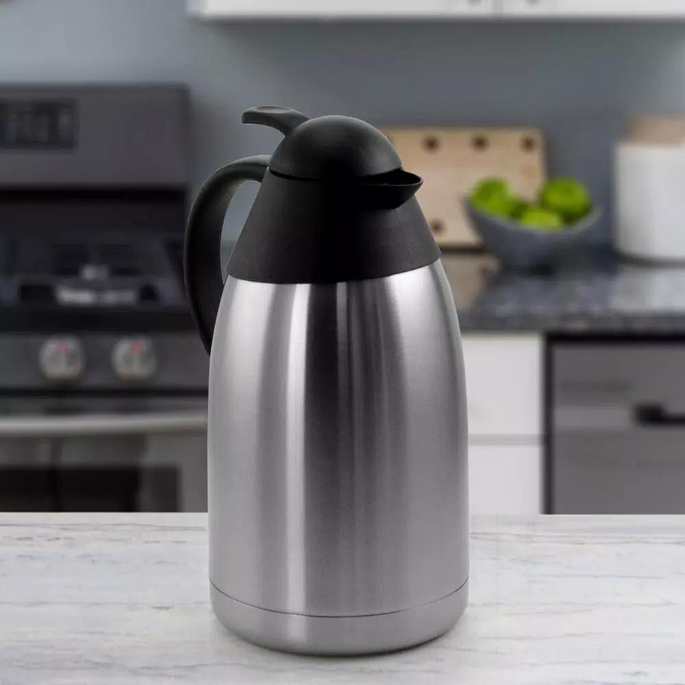 MegaChef 67.6 fl. oz. Stainless Steel Thermal Beverage Carafe with Black Lid