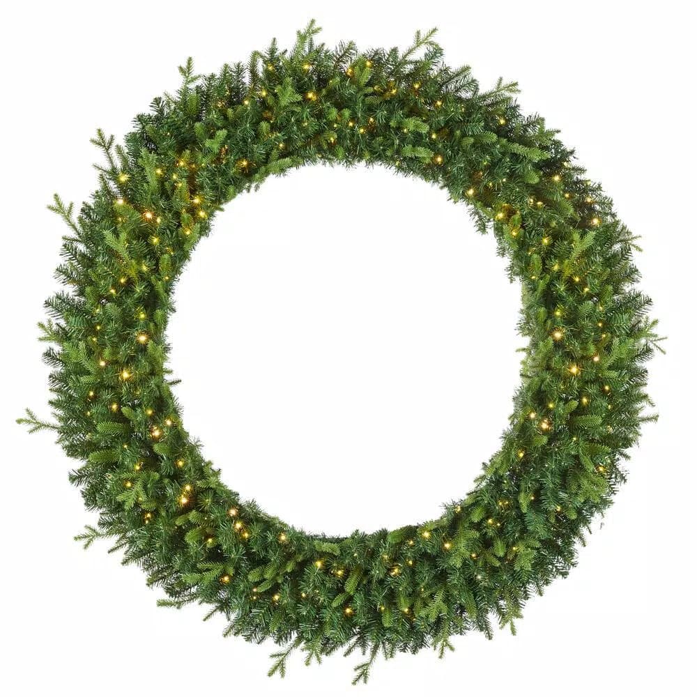 Home Accents Holiday 60 in. Jackson Noble Fir Artificial Wreath with 300 Warm White LED Micro Dot Lights