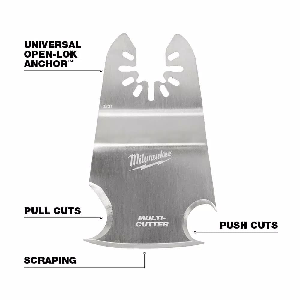 Milwaukee OPEN-LOK 3-in-1 Stainless Steel Oscillating Multi-Tool Cutting and Scraper Blade