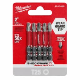 Milwaukee SHOCKWAVE T25 Torx 2 in. Impact Duty Steel Power Bits (5-Pack) thumbnail 2