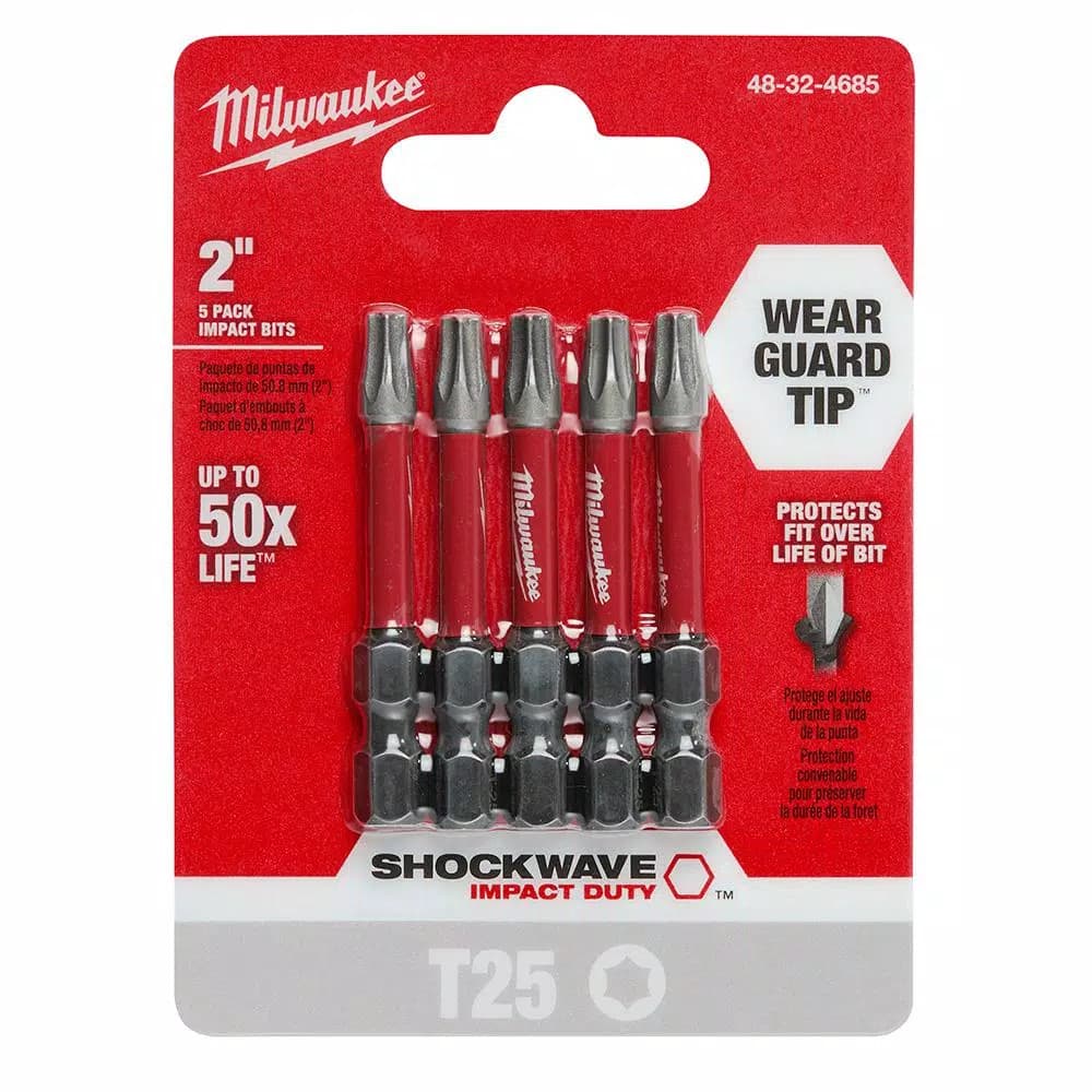 Milwaukee SHOCKWAVE T25 Torx 2 in. Impact Duty Steel Power Bits (5-Pack)
