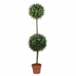 Northlight 55.5 in. Potted 2-Tone Artificial Boxwood Double Ball Topiary Tree thumbnail 1
