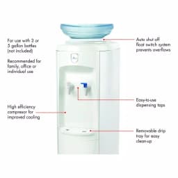 Vitapur Top Loading Floor Standing Water Cooler Dispenser, Cold & Room Temperature, White thumbnail 4