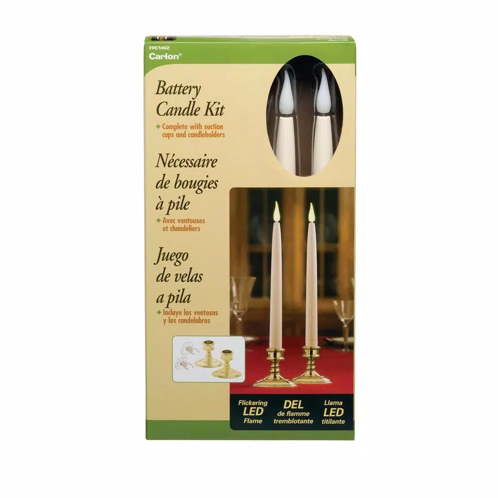 Xodus Innovations 12 in. Ivory Wireless LED Taper Candles with Brass Finish Base and Amber Flame (2-Pack)