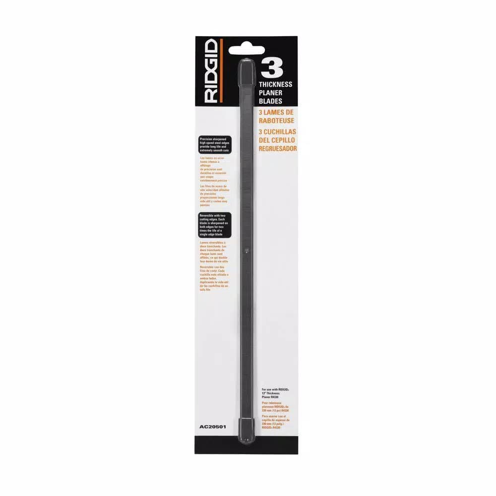 RIDGID 13 in. Thickness Planer Replacement Blades, High-Speed Steel, 3-Pack