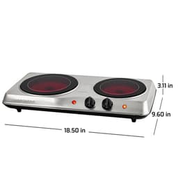 Ovente 1700W Double Electric Hot Plate, Infrared Glass Cooktop with 2 Burners, Silver thumbnail 7