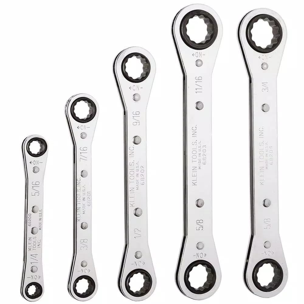 Klein Tools 5-Piece Ratcheting Box Wrench Set with Vinyl Pouch